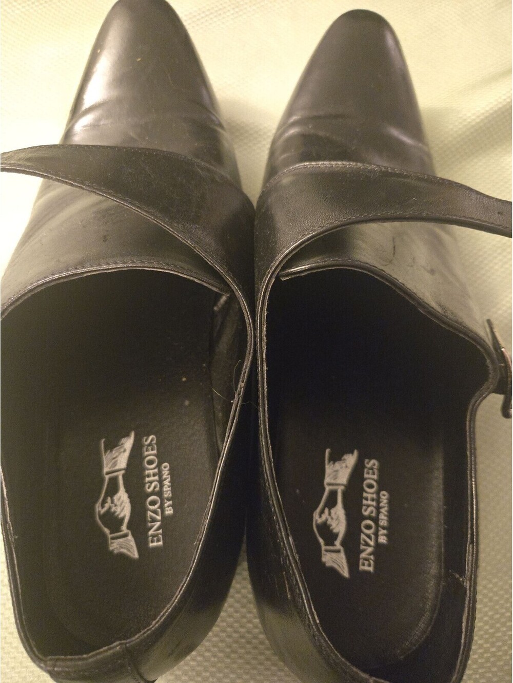 Enzo Shoes by Spano Black Leather Single Monk Strap Loafers Size 44 - Picture 3 of 8